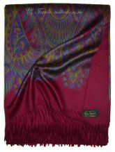 Кашемировый плед Paisley Print бордовый, Glen Saxon, Шотландия
