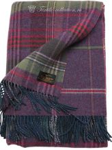 Двухсторонний шерстяной плед в сиренево-зеленую клетку Glen Saxon