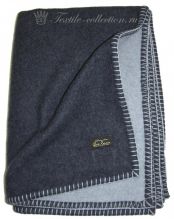 Двухсторонний графитово-голубой шерстяной плед с декоративной обработкой края Glen Saxon