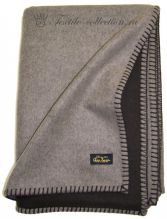 Двухсторонний бежево-коричневый шерстяной плед с декоративной отделкой края Glen Saxon